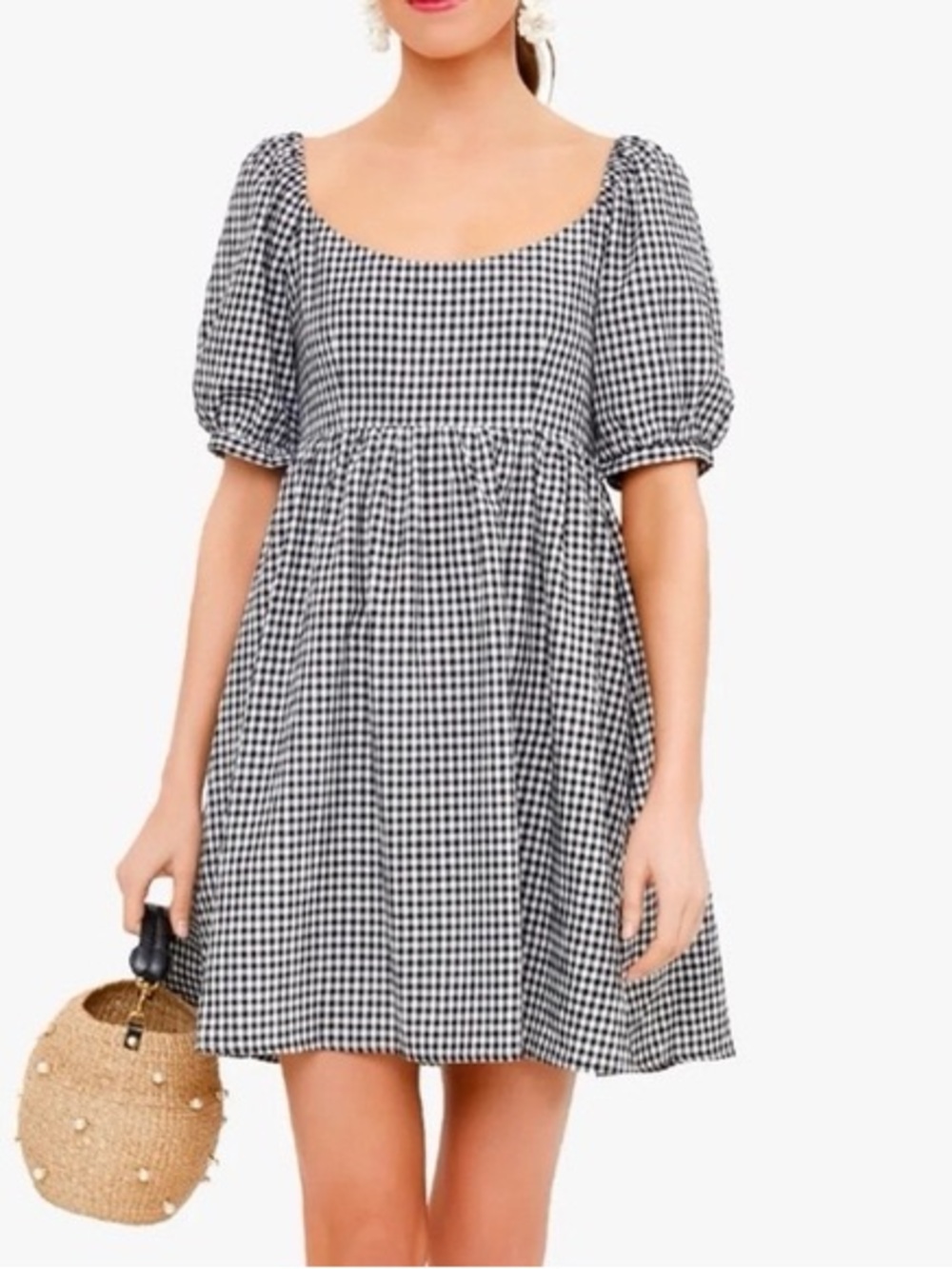 Pomander Place Abigail Mini Gingham Dress in Black and White Size S